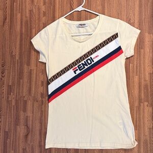 Fendi Ivory Top with Red and Black Accents